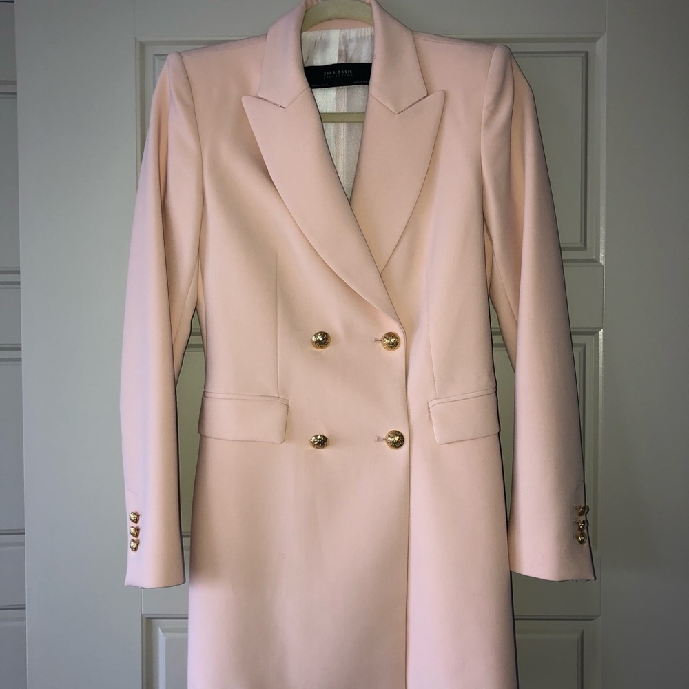 Zara Blush Pink Blazer with Gold Buttons